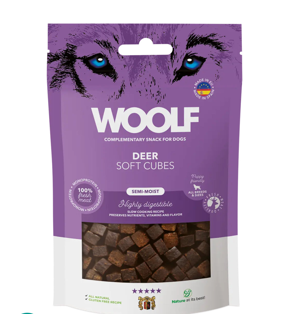 WOOLF All Natural Dog Treats - Classic and Soft Cubes Range 100g