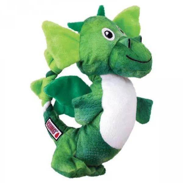 KONG Dragon Knots M/L - Dog Toy with Internal Knotted Rope, Big Squeaker and Crinkling Wings