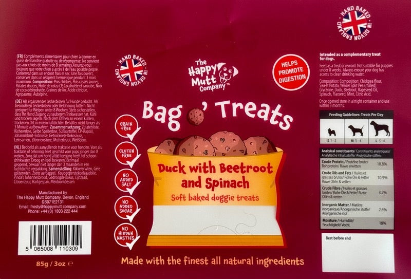 Happy Mutt Dog Treats - Natural Ingredients Dog Treats 85g