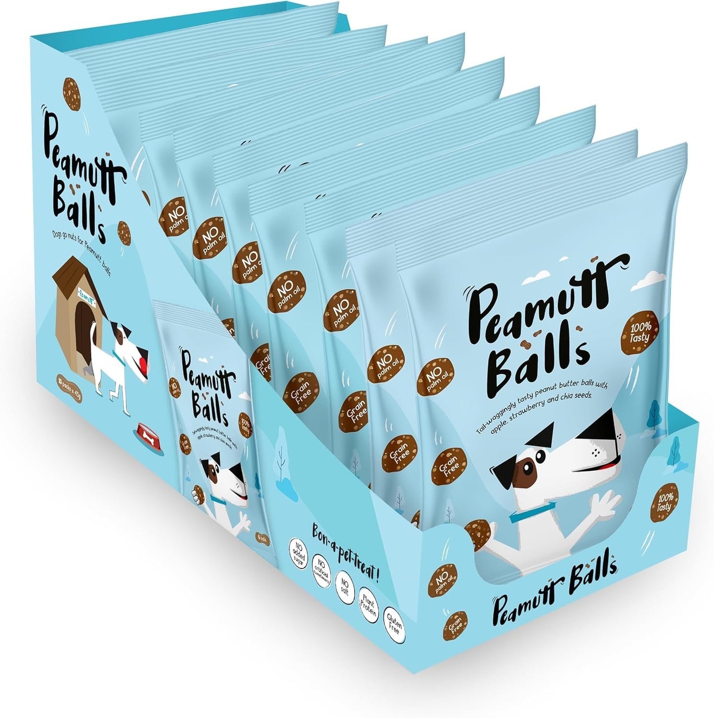 Peamutt Balls 45g -Peanut Butter Dog Treats with Peanuts, Apple and Strawberry