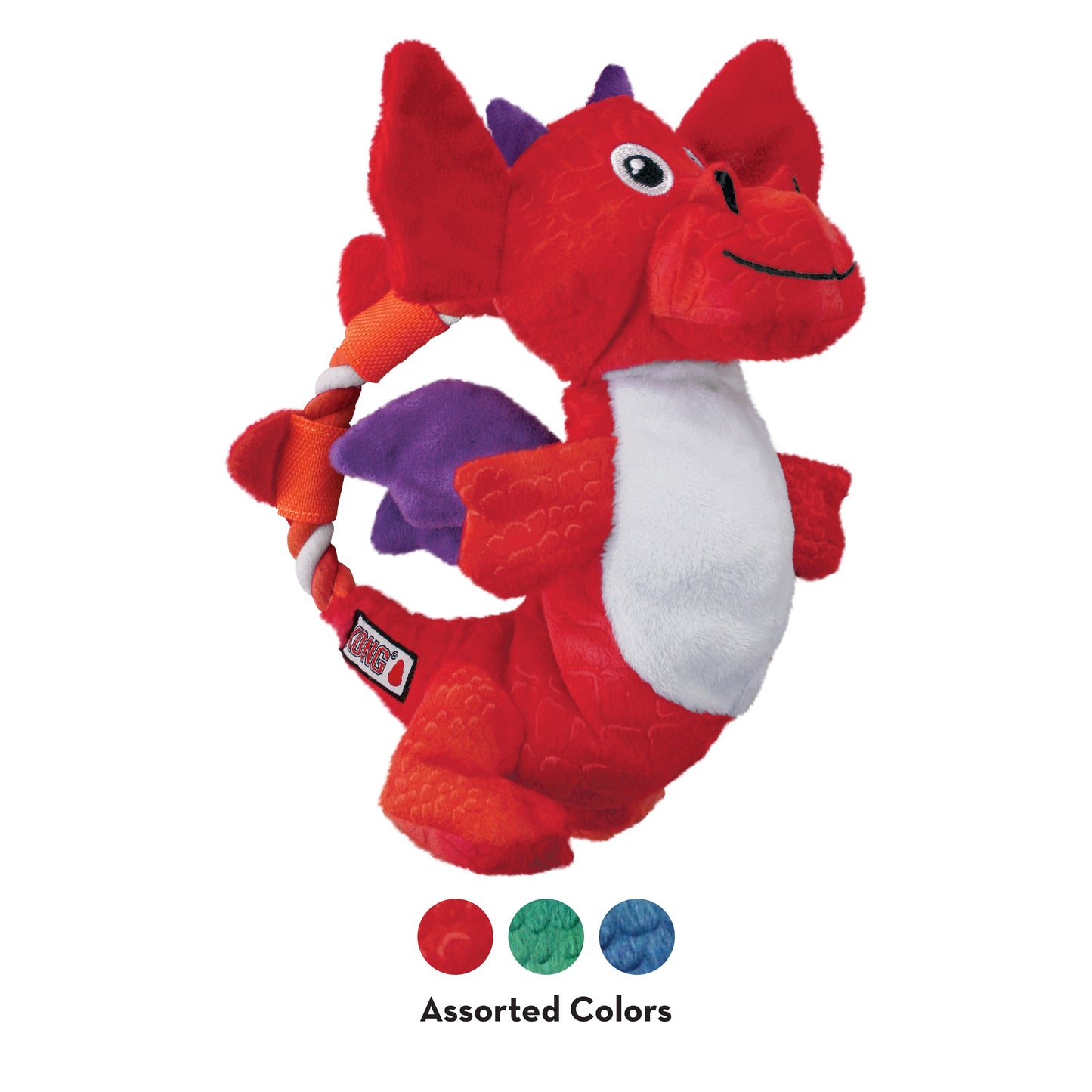 KONG Dragon Knots M/L - Dog Toy with Internal Knotted Rope, Big Squeaker and Crinkling Wings