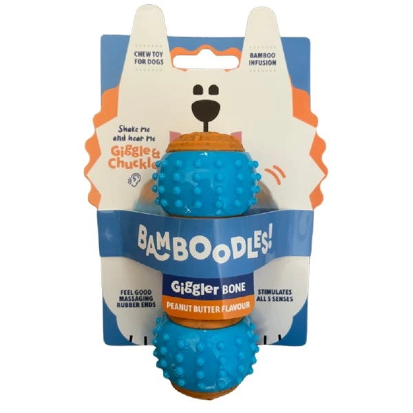 Bamboodles Giggle Dumbell Peanut Butter Dog Chew Toy