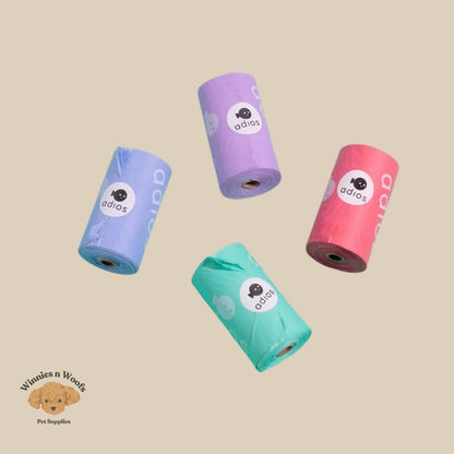 Adios Plastic Compostable Dog Poo Bags - Various colours and quantities