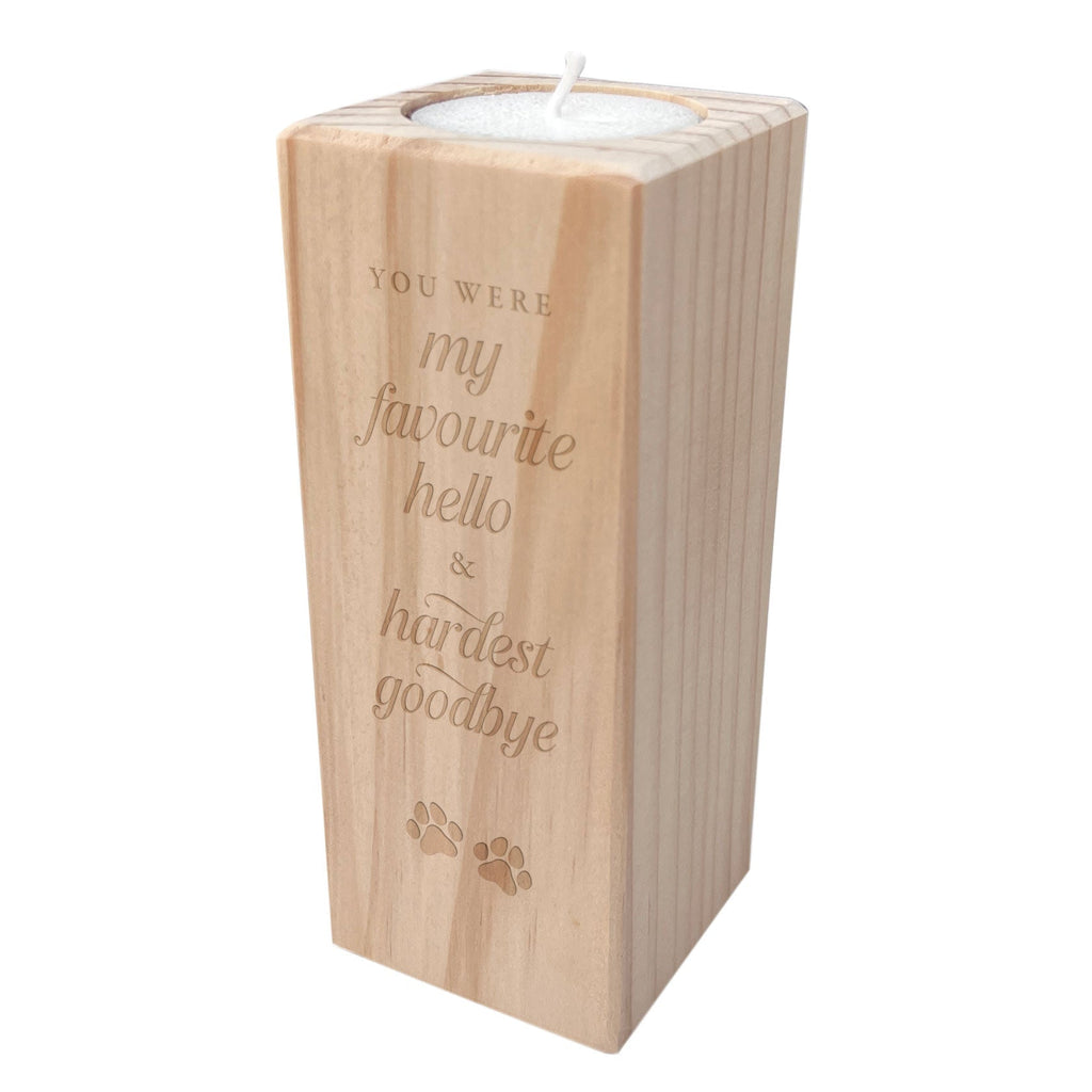 Hardest Goodbye Engraved Wooden Tea Light Holder