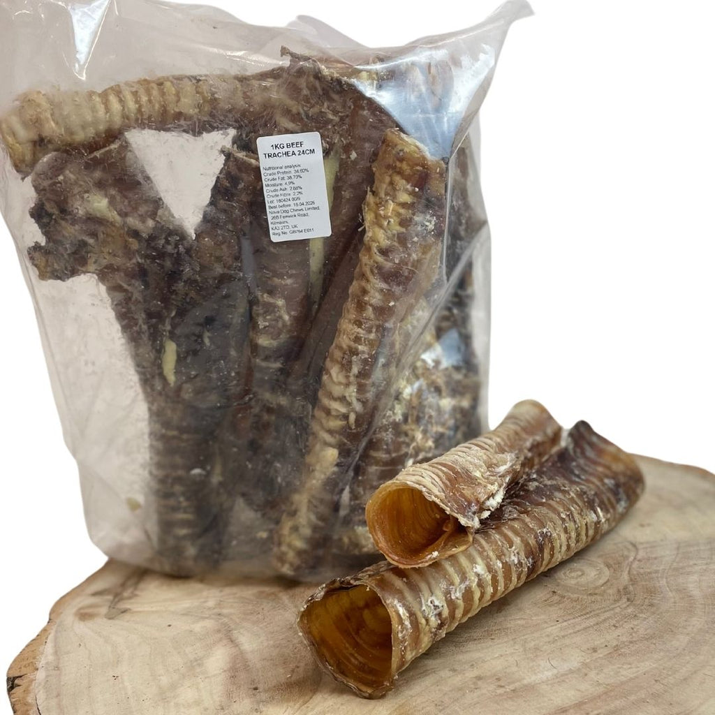 BULK BUY - Natural Dog Treats - 500g-1KG Bags - Beef Trachea/Moon Bones/Steak Strips/Sausages