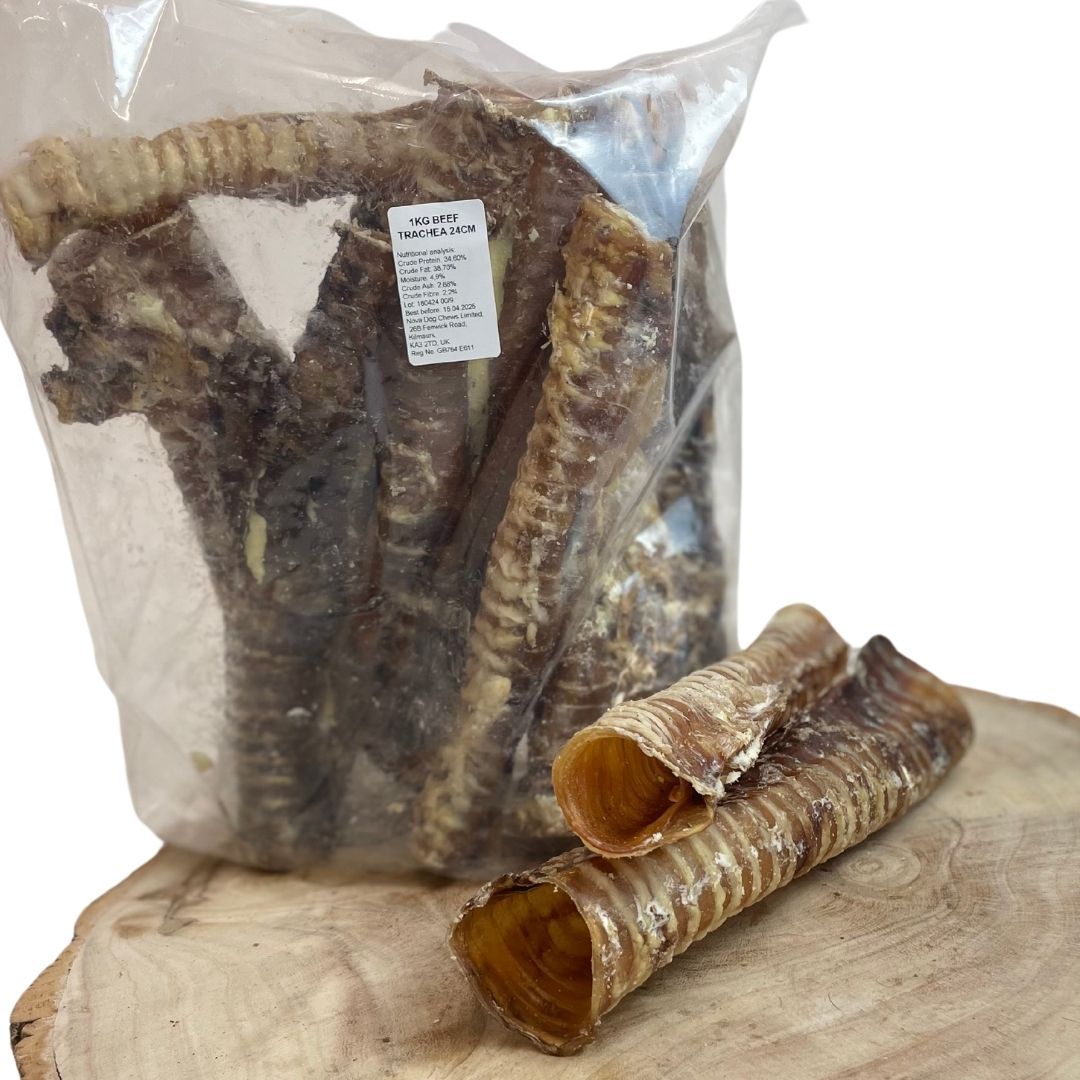 BULK BUY - Natural Dog Treats - 500g-1KG Bags - Beef Trachea/Moon Bones/Steak Strips/Sausages