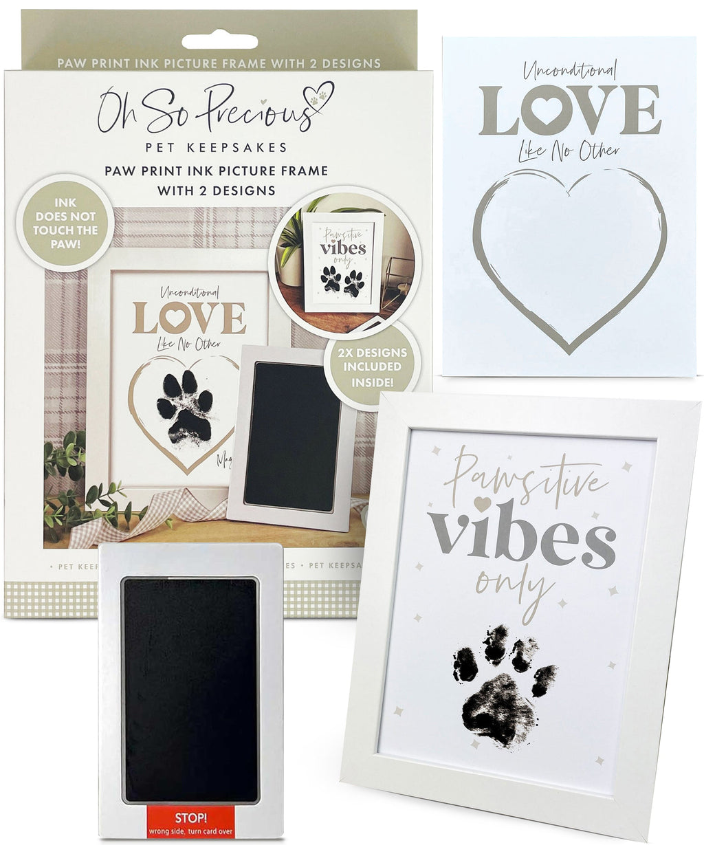 Oh So Precious Paw Print Ink Picture Frame With 2 Designs + Ink Pad