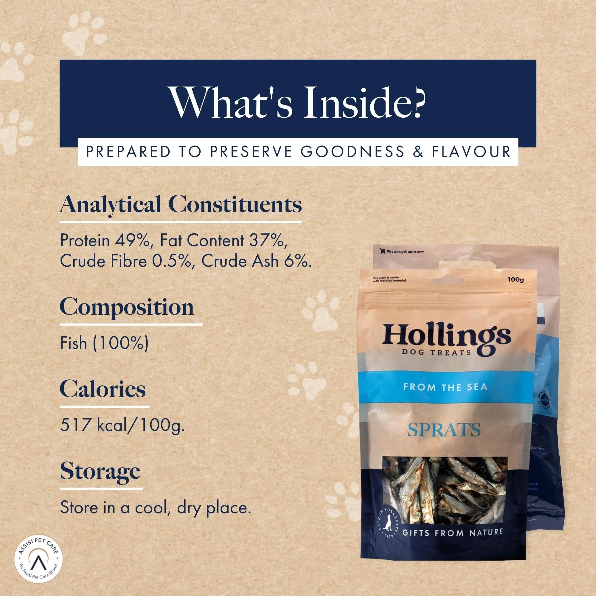 Hollings Sprats 100g For Dogs