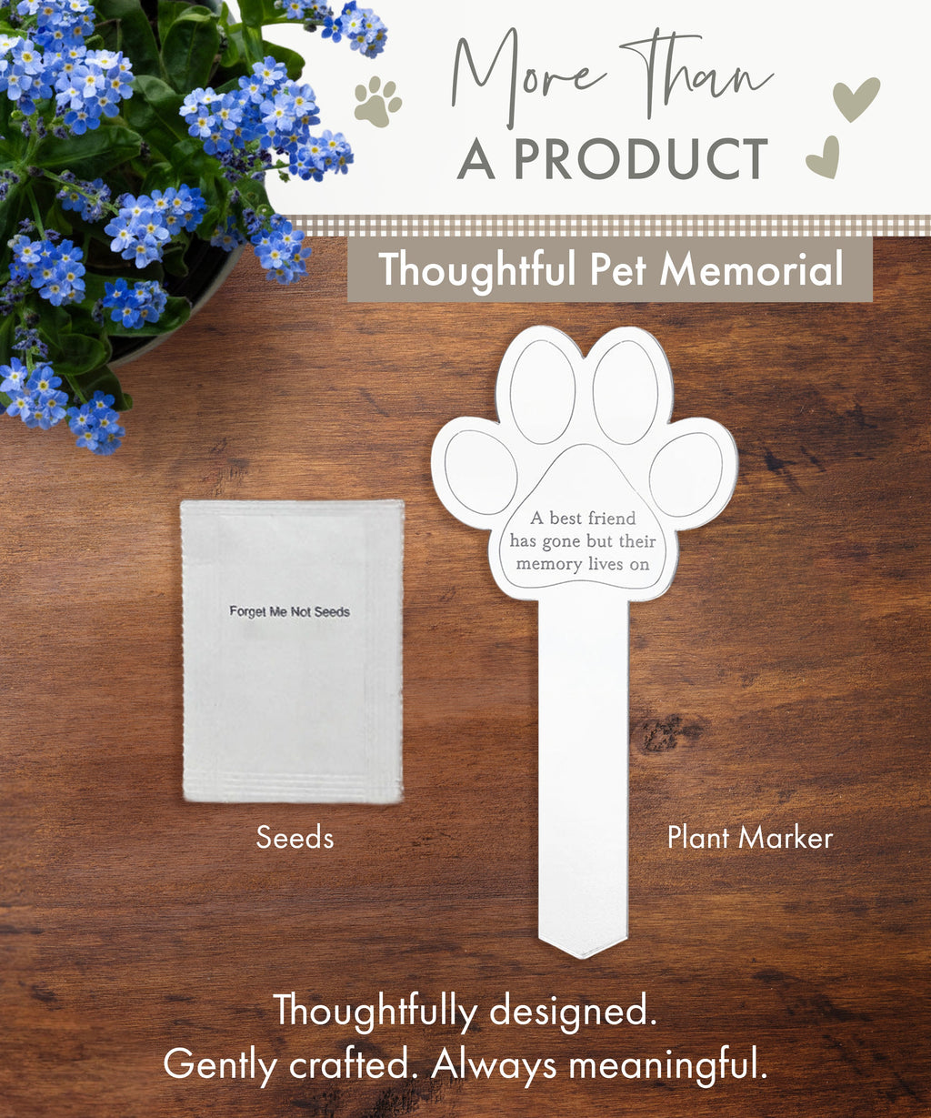 Oh So Precious Paw Print Memorial Garden Plant Marker & Forget Me Not Seeds