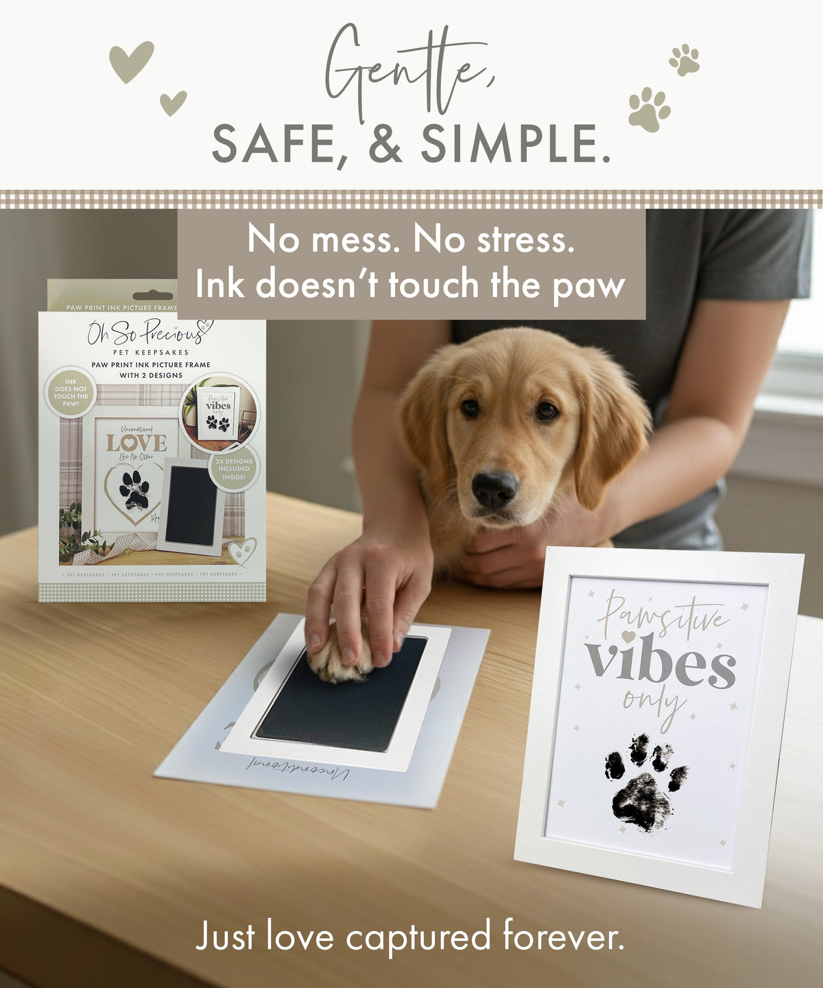 Oh So Precious Paw Print Ink Picture Frame With 2 Designs + Ink Pad