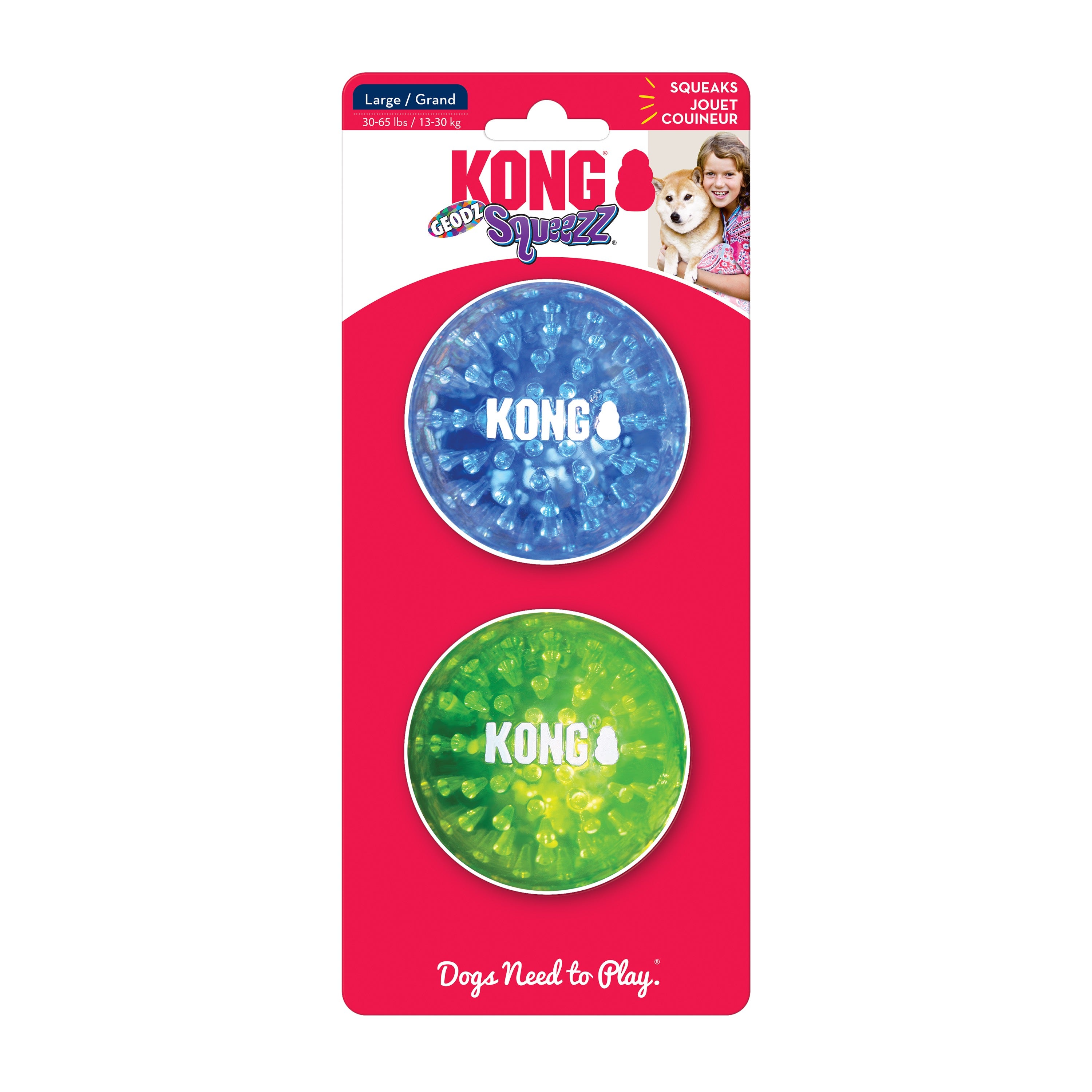 KONG Squeezz Geodz 2-pk Assorted Lg