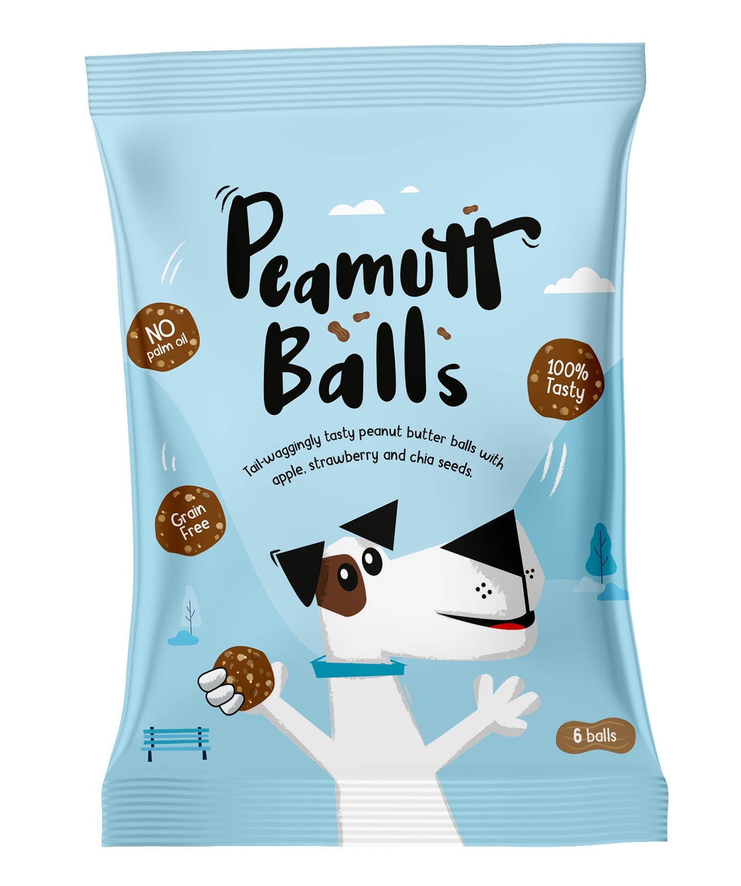Peamutt Balls 45g -Peanut Butter Dog Treats with Peanuts, Apple and Strawberry