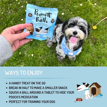 Peamutt Balls 45g -Peanut Butter Dog Treats with Peanuts, Apple and Strawberry