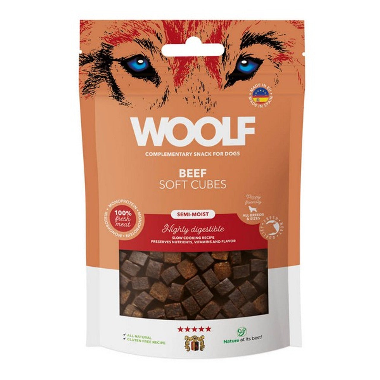WOOLF All Natural Dog Treats - Classic and Soft Cubes Range 100g