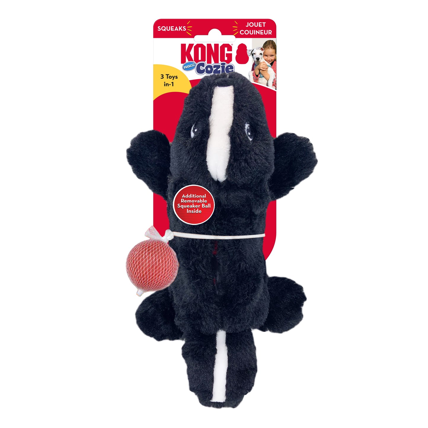 KONG Cozie Pocketz Plush Puzzle Dog Toy with Removable Squeaker