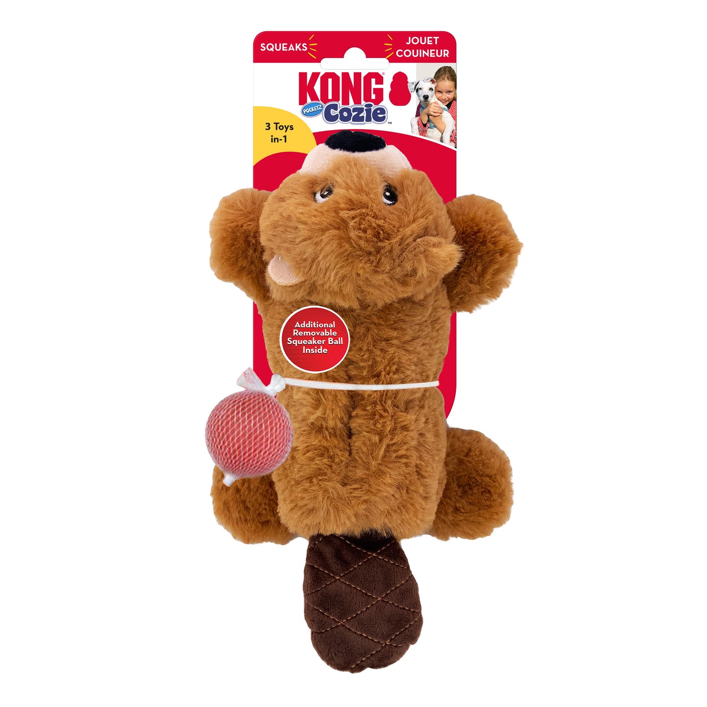 KONG Cozie Pocketz Plush Puzzle Dog Toy with Removable Squeaker