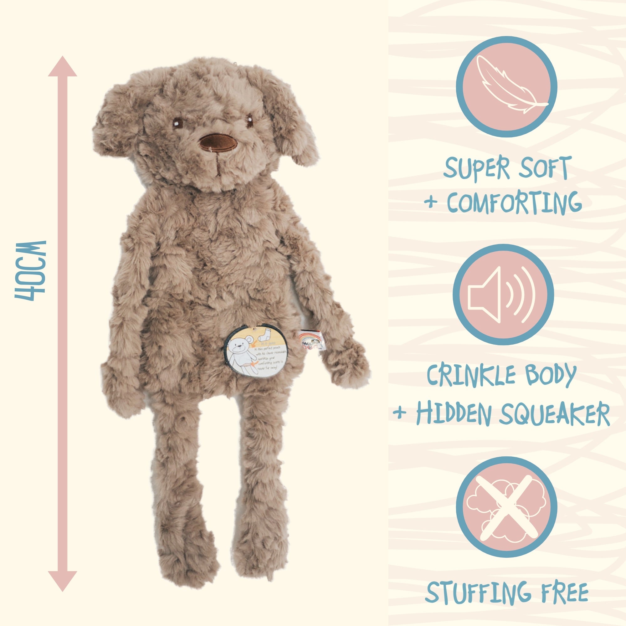 Rosewood - Crinkle and Squeak, No Stuffing - Dog Toy and Comforter