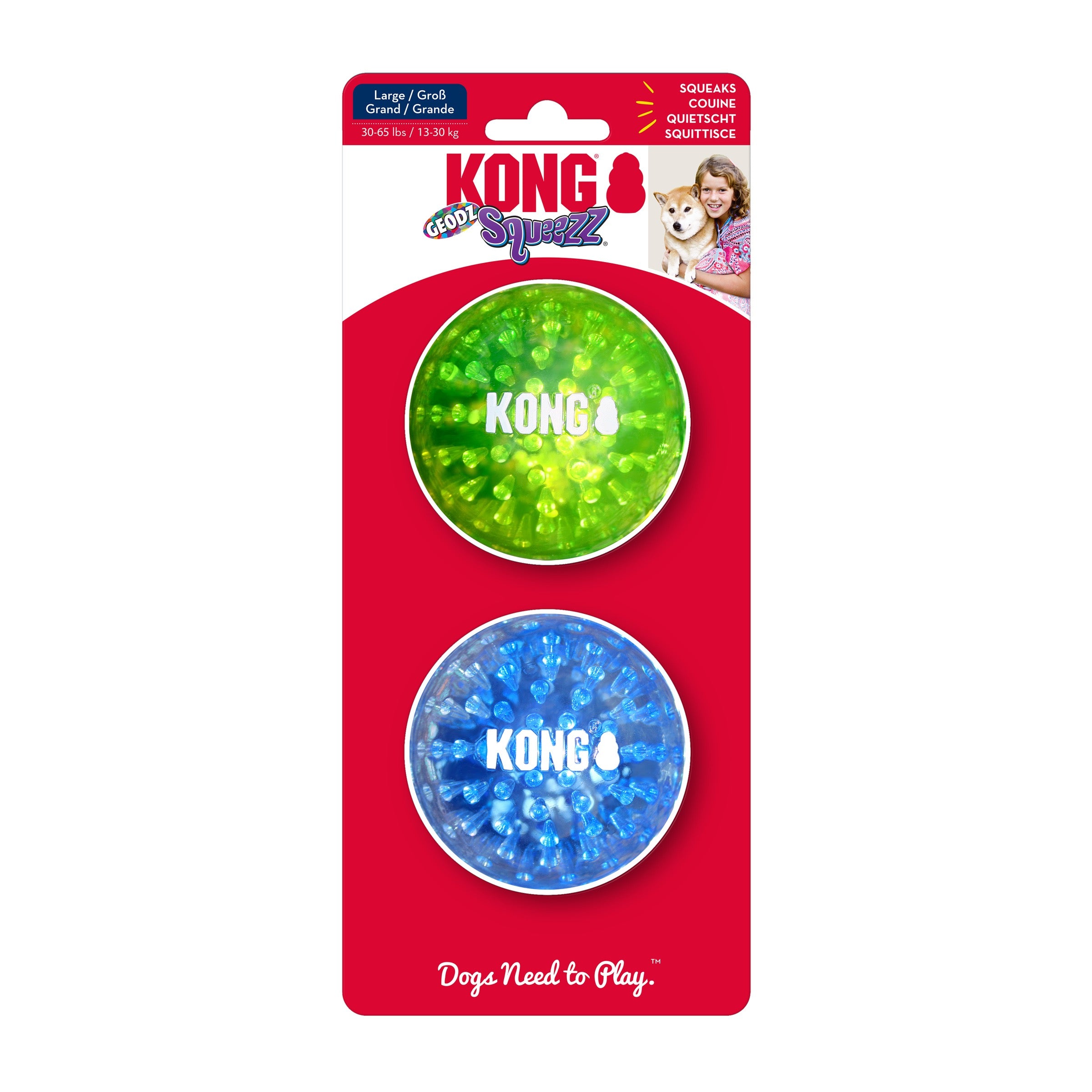 KONG Squeezz Geodz 2-pk Assorted Lg