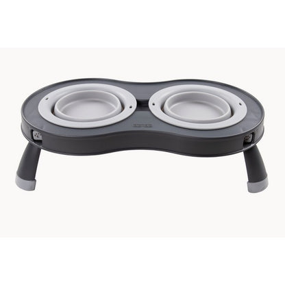 Dexas Double Elevated Feeder for Pets - Portable and Foldable for Easy Storage