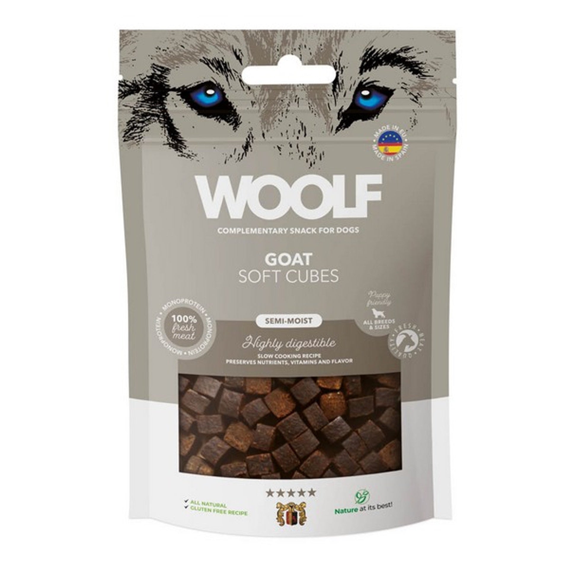 WOOLF All Natural Dog Treats - Classic and Soft Cubes Range 100g