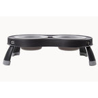 Dexas Double Elevated Feeder for Pets - Portable and Foldable for Easy Storage