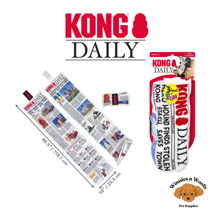 KONG Daily 3 Foot Crinkly Tug Toy with Squeakers for Dogs