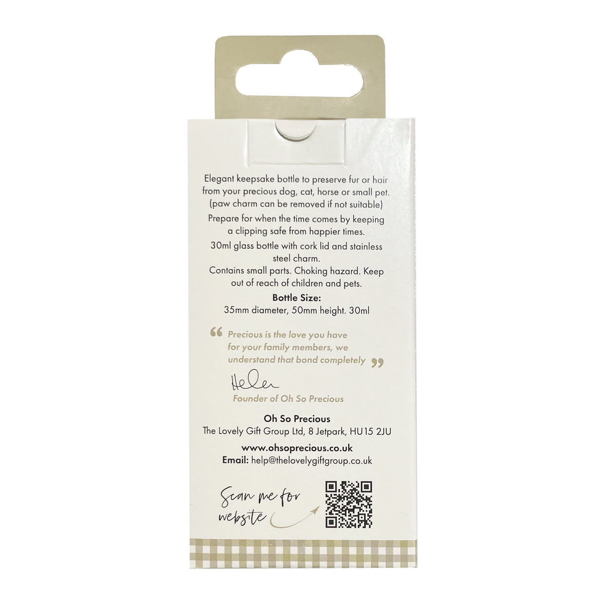 Oh So Precious Pet Fur & Hair Keepsake Bottle