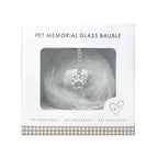Oh So Precious Pet Memorial Feather Filled Glass Bauble With Paw Print Charm