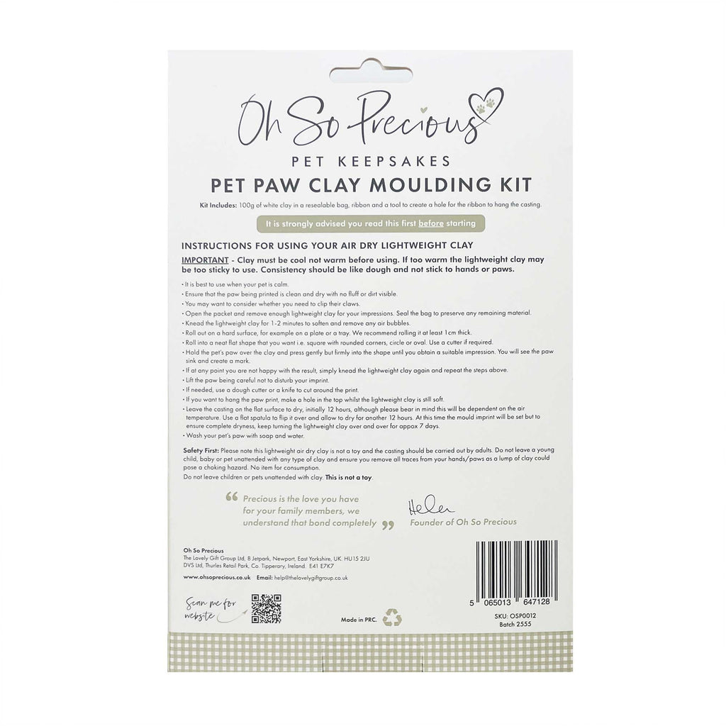 Oh So Precious Clay Pet Paw Impression Moulding Kit