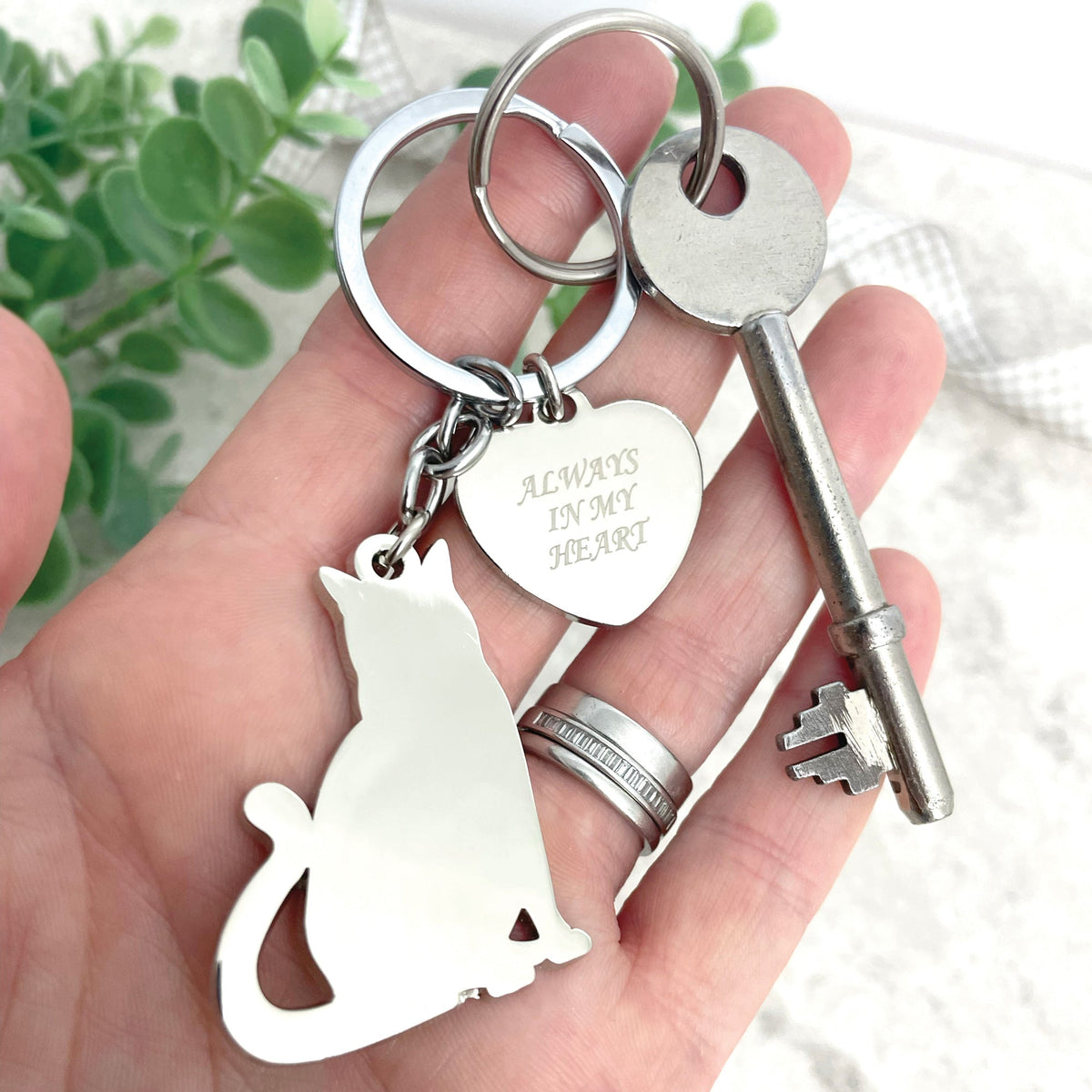 Oh So Precious Always In My Heart Charm Cat Memorial Keyring