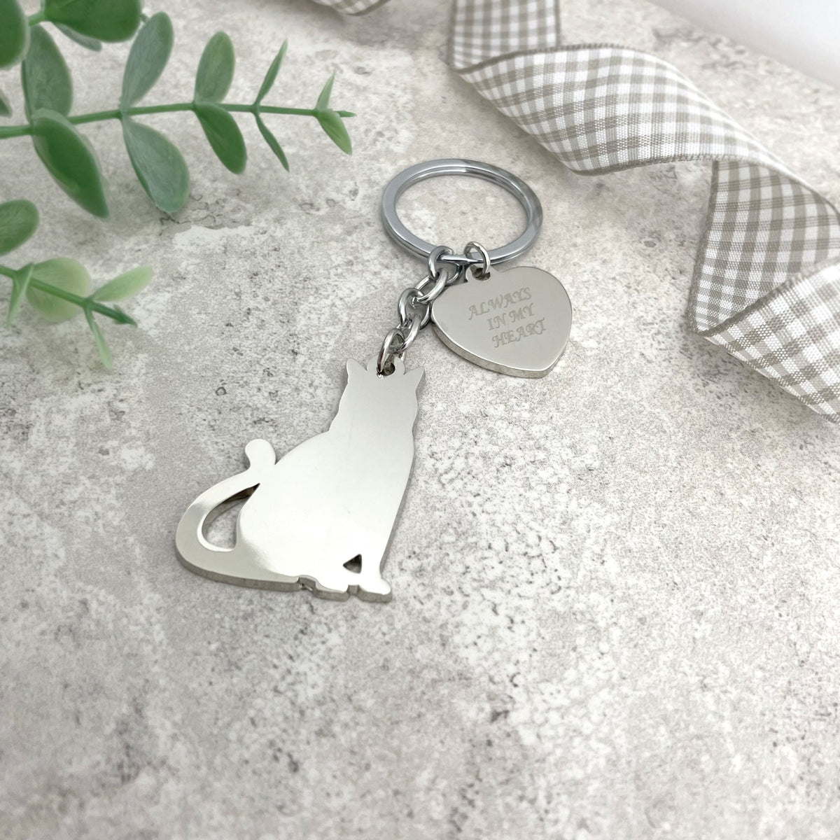 Oh So Precious Always In My Heart Charm Cat Memorial Keyring