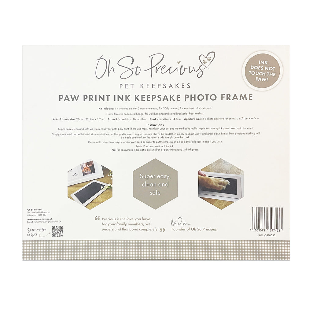 Oh So Precious Paw Print Ink Keepsake Photo Frame Kit