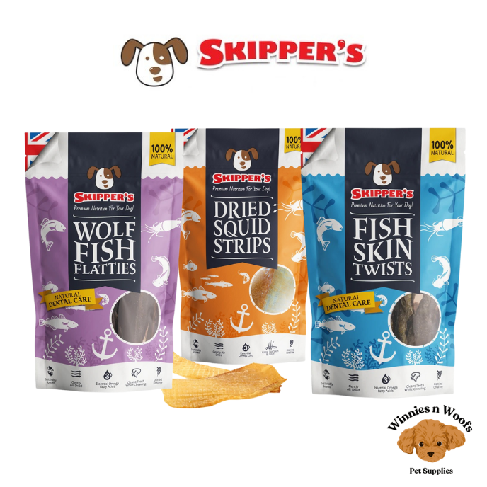 Skippers Premium Fish Skin Dog Treats - Omega 3 Natural Dental Care