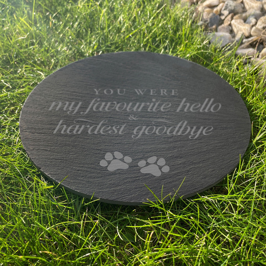 Hardest Goodbye Engraved Circular Slate Garden/Grave Marker