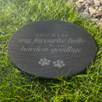 Hardest Goodbye Engraved Circular Slate Garden/Grave Marker