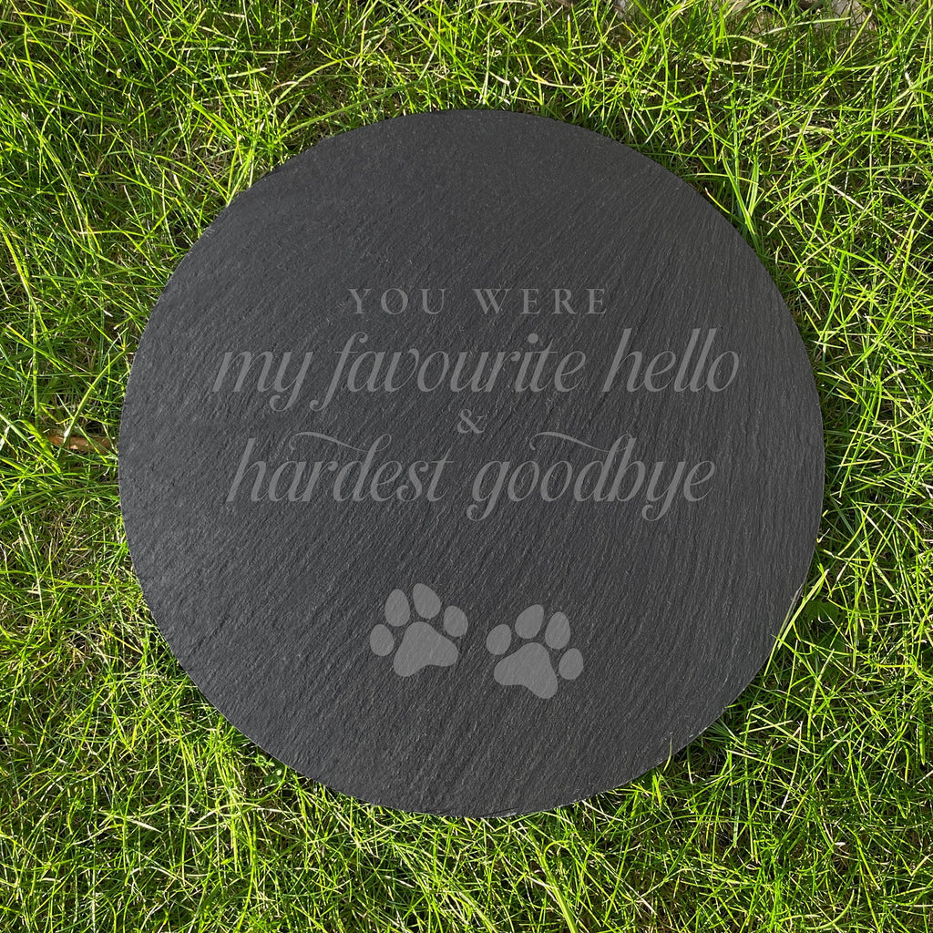 Hardest Goodbye Engraved Circular Slate Garden/Grave Marker
