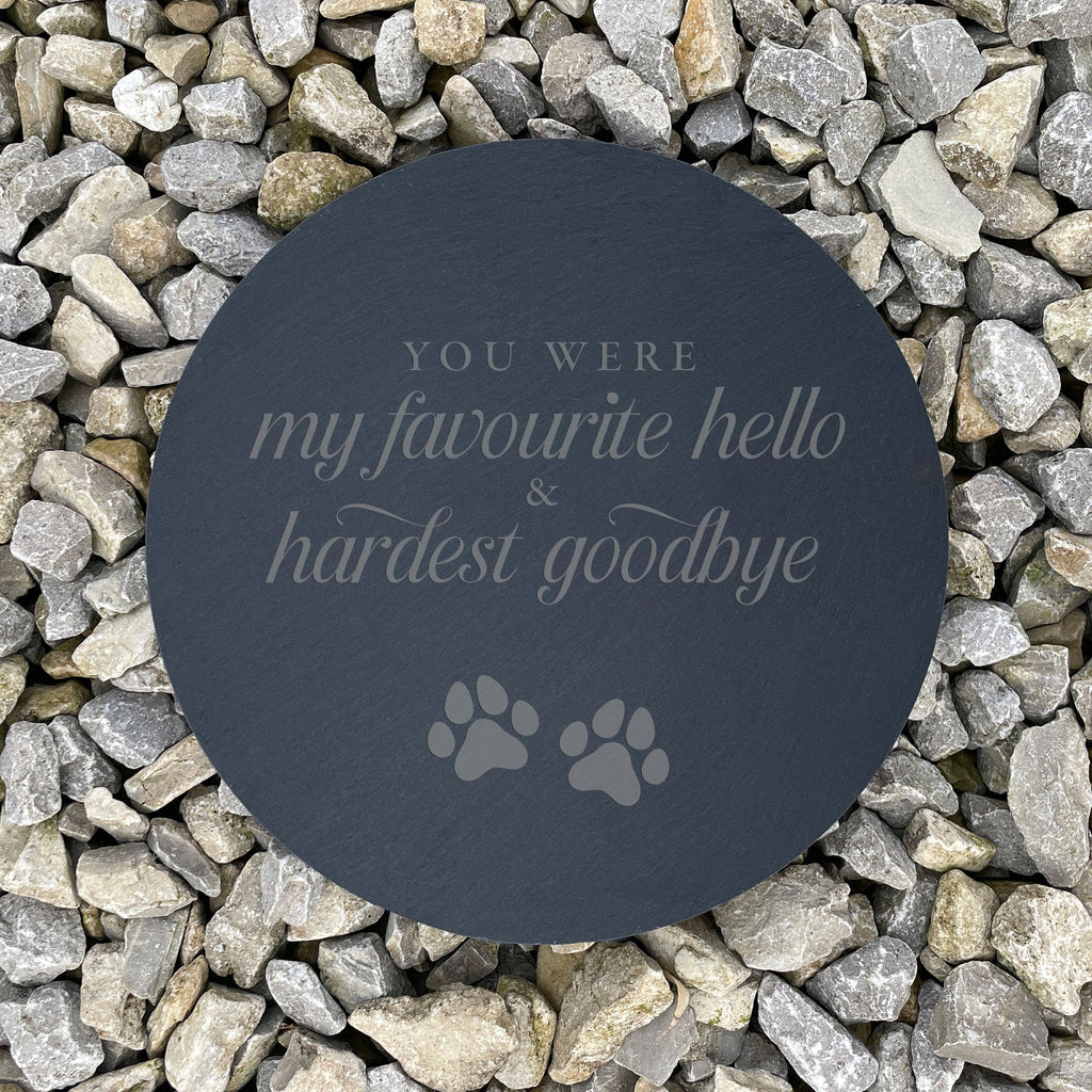 Hardest Goodbye Engraved Circular Slate Garden/Grave Marker