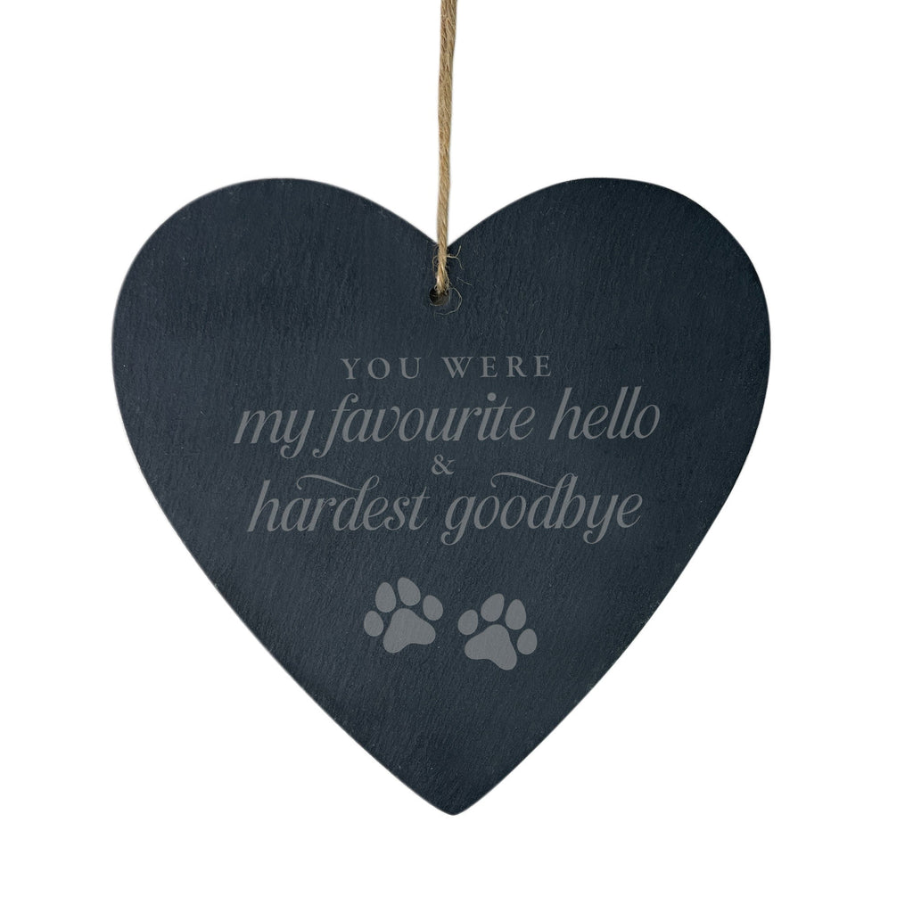 Hardest Goodbye Engraved Slate Hanging Heart