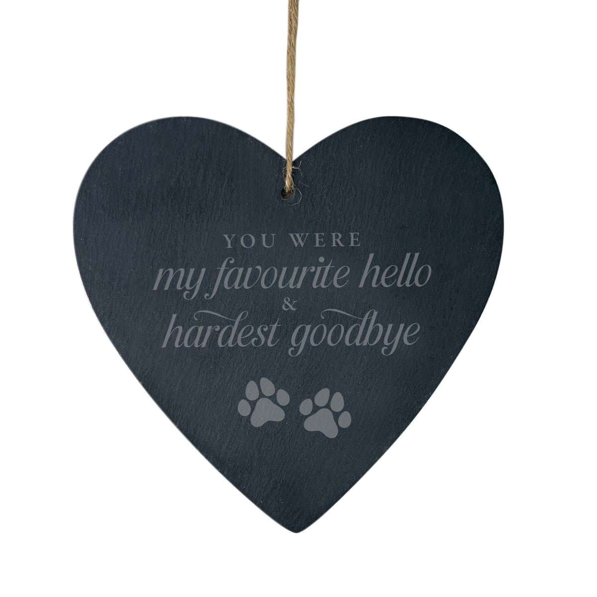 Hardest Goodbye Engraved Slate Hanging Heart