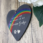 Rainbow Bridge Slate Hanging Heart
