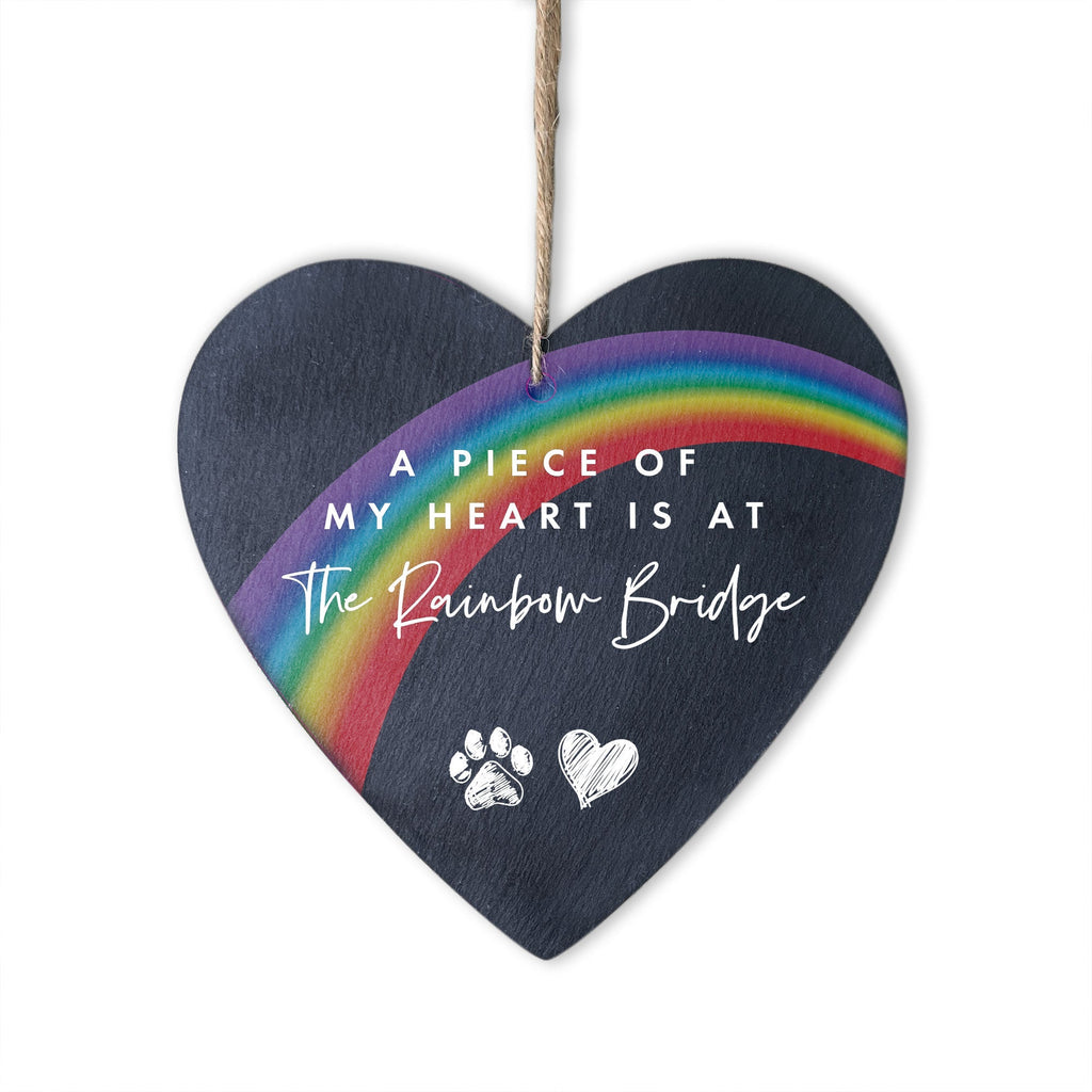 Rainbow Bridge Slate Hanging Heart