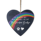 Rainbow Bridge Slate Hanging Heart