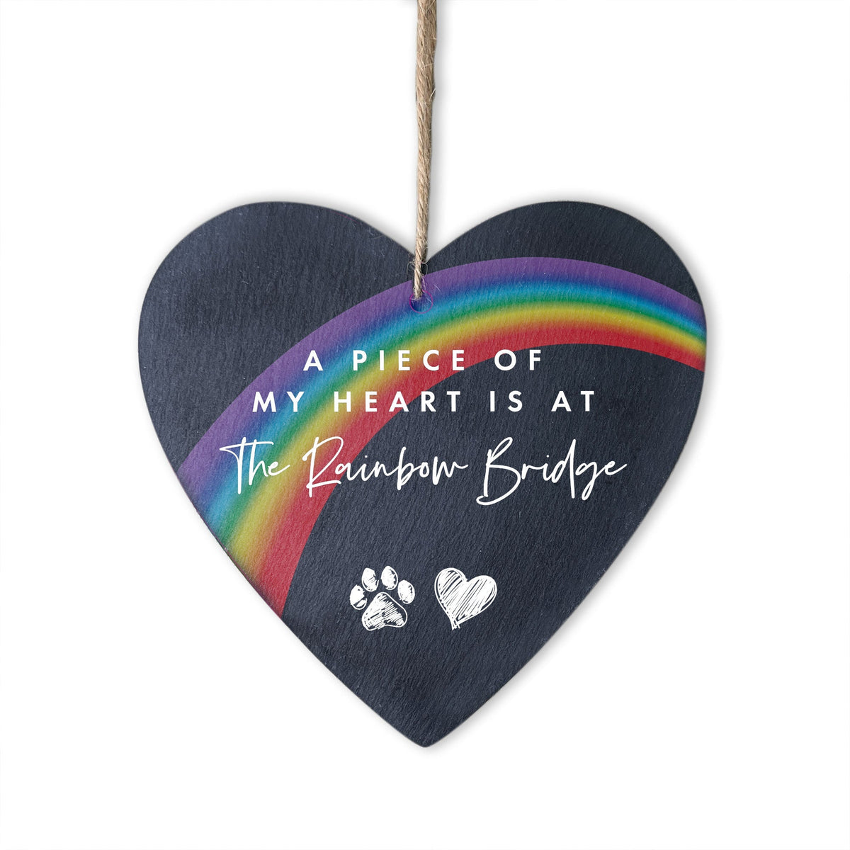 Rainbow Bridge Slate Hanging Heart