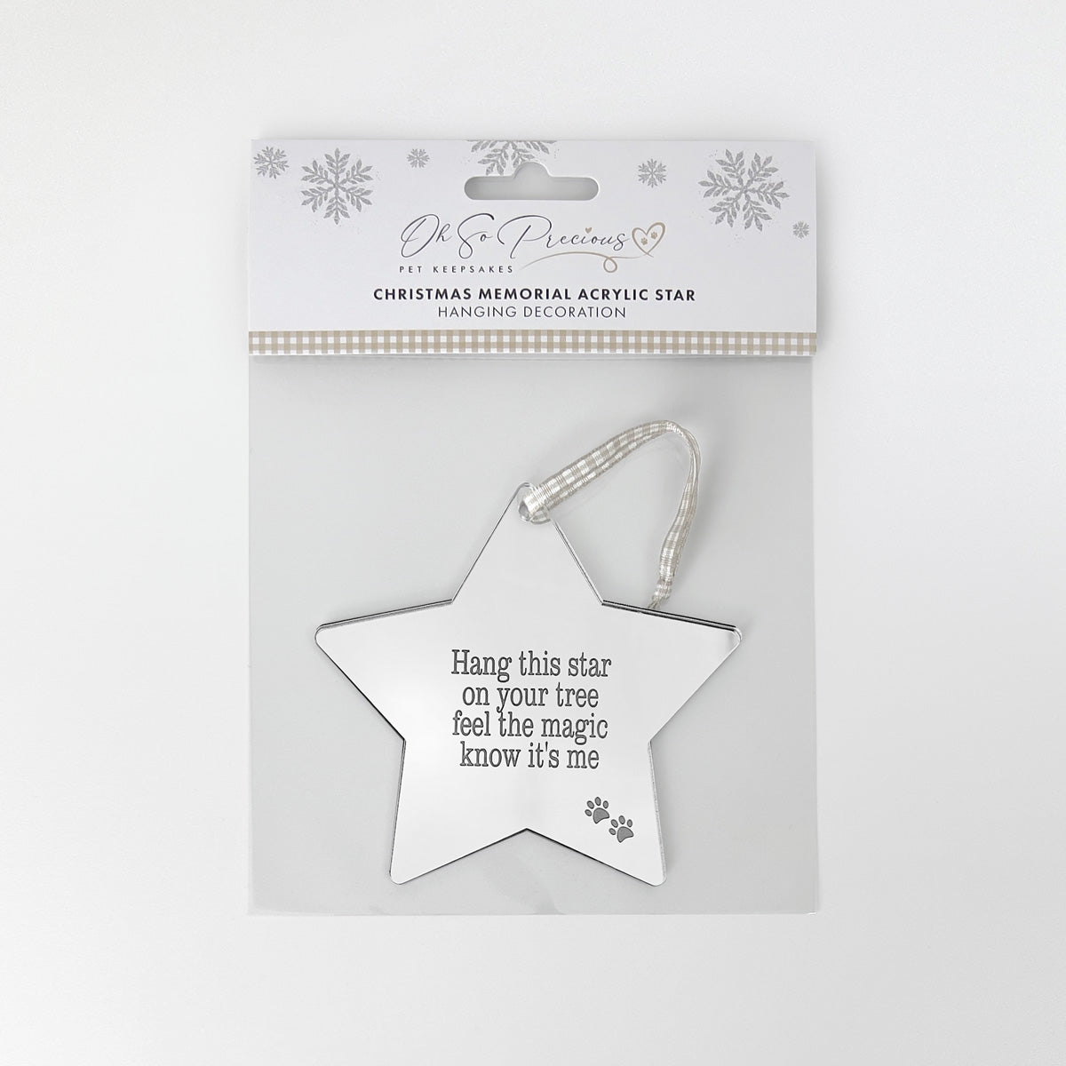 Oh So Precious Pet Memorial Mirrored Star Christmas Decoration