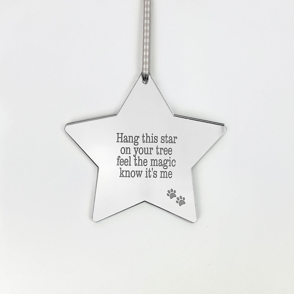 Oh So Precious Pet Memorial Mirrored Star Christmas Decoration