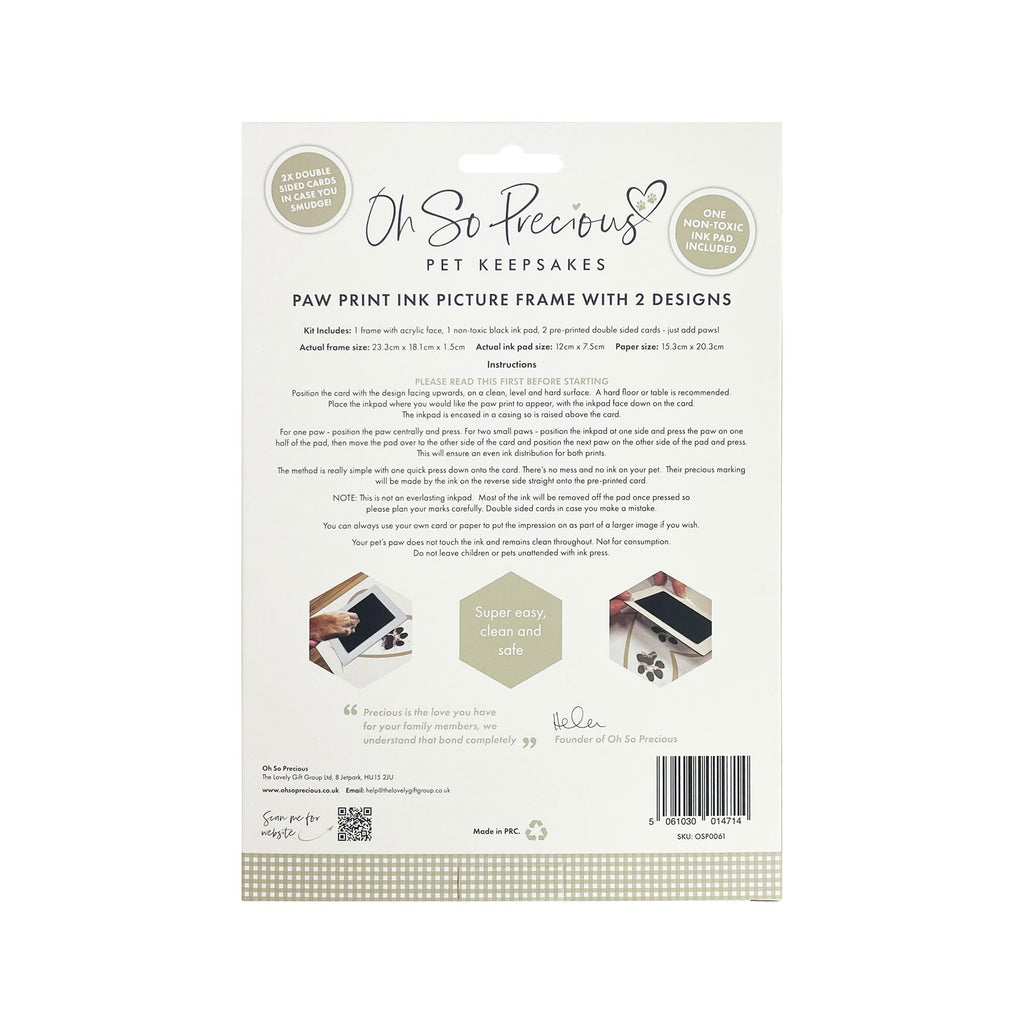 Oh So Precious Paw Print Ink Picture Frame With 2 Designs + Ink Pad