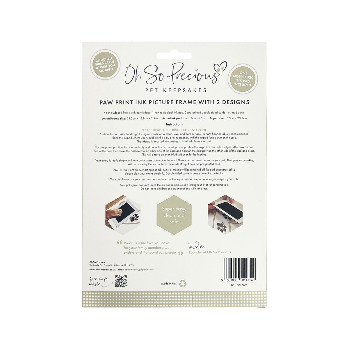 Oh So Precious Paw Print Ink Picture Frame With 2 Designs + Ink Pad