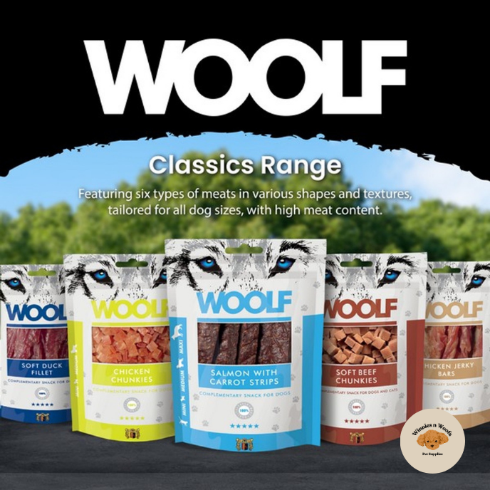 WOOLF All Natural Dog Treats - Classic and Soft Cubes Range 100g