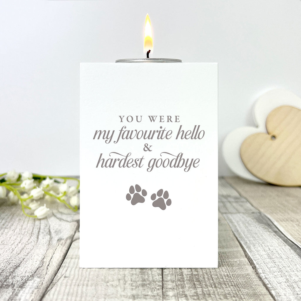 Hardest Goodbye Engraved White Tea Light Holder