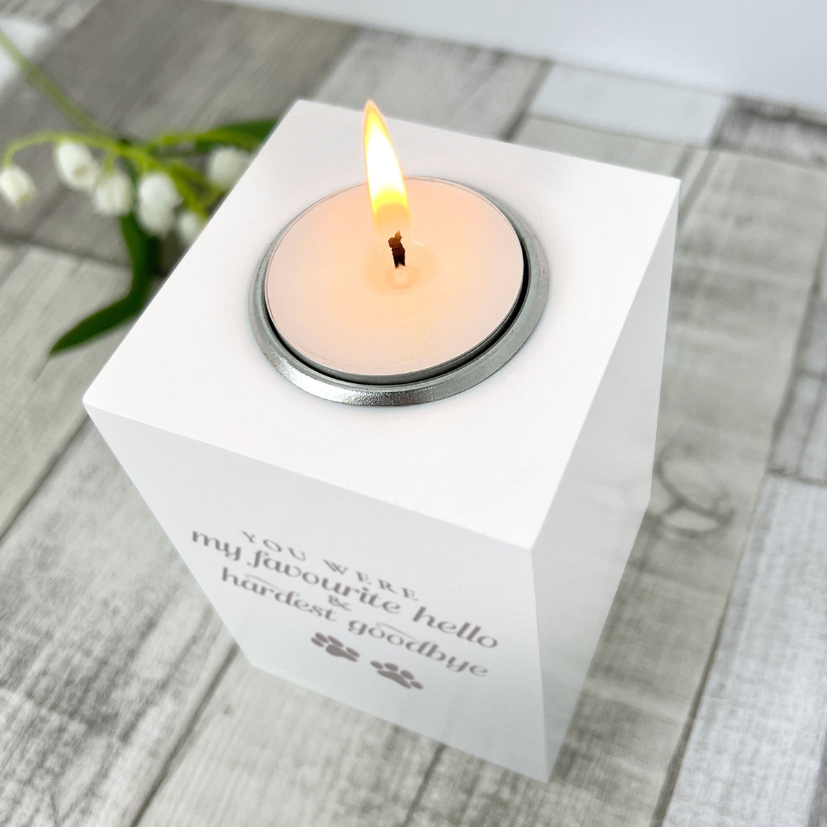 Hardest Goodbye Engraved White Tea Light Holder